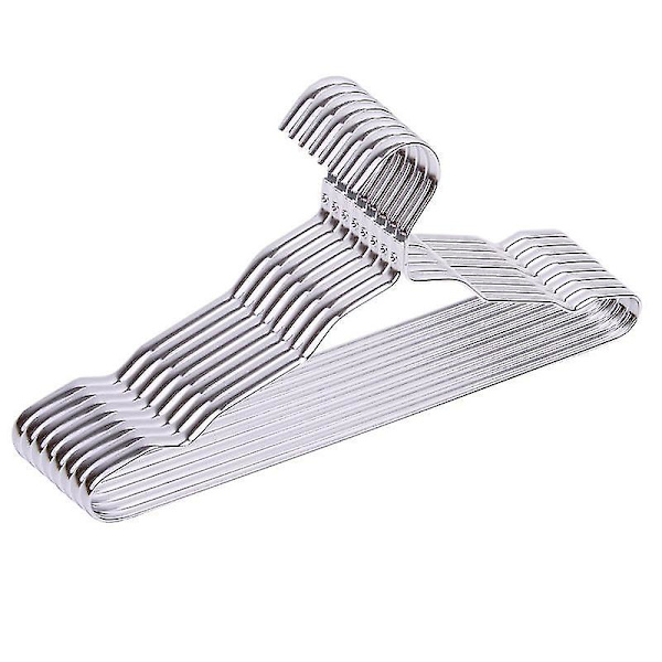 10 st Aluminiumlegering Hållbara halkfria Klädhängare Garderobsutrymmesbesparande Metallklädhängare Organizer Klädtorkställ Silvrigt