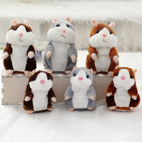 Intelligent Gå, Nikkende, Talende Elektrisk Hamster Legetøj（grå）