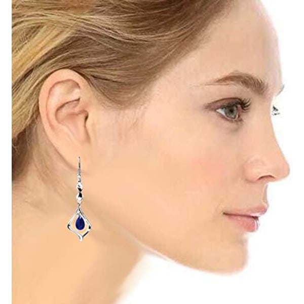 Gold Plate 925 Sterling Silver Drop Earrings for women Blue