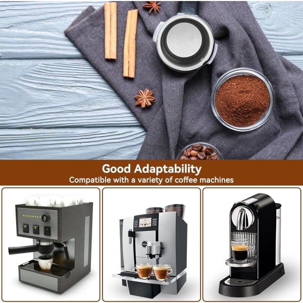 51mm Kaffe Filterholder, Gjenbrukbar Permanent Kaffe Filter Kaffe