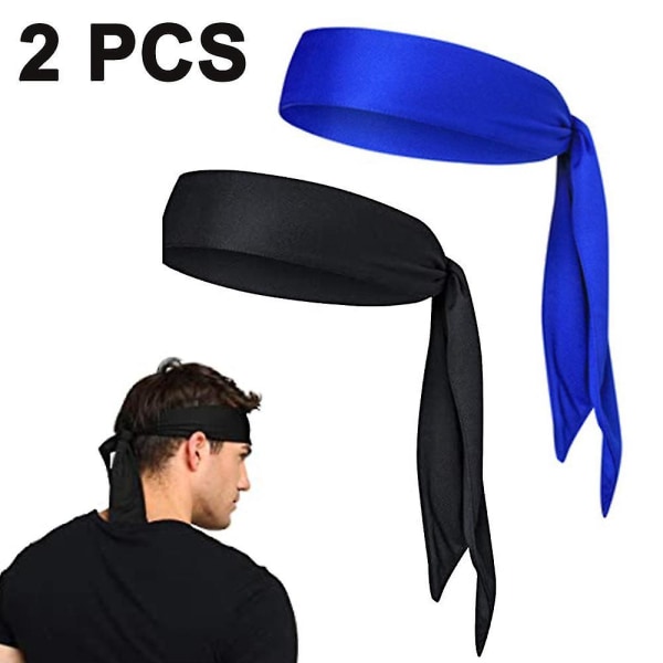 Svetttransporterande huvudband, knyt tillbaka pannband, binda upp hårband utomhus svart blå