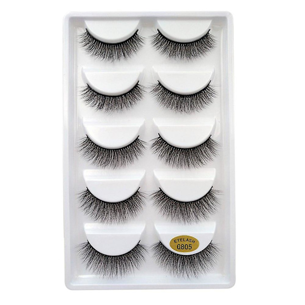5 par återanvändbara tjocka 3d falska ögonfransar lämpliga för vacker makeup