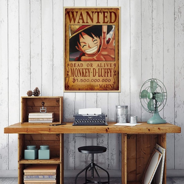 Anime-affisch, One Piece Wanted Posters 51,5 cm × 35,5 cm Stor, Man