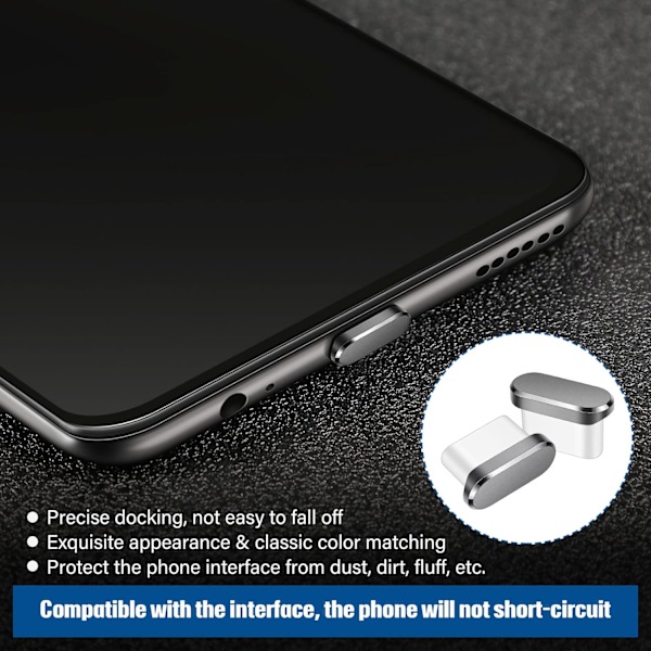 4 stk. (grå) USB C støvpropp Type-C anti-støvdeksel kompatibel