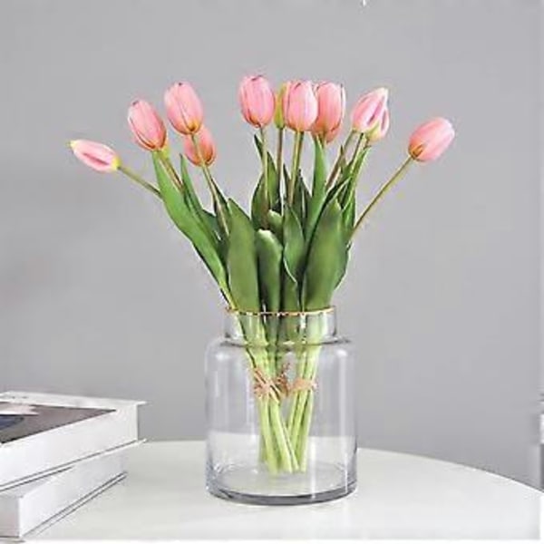 Kunstig Rosa Tulipan Bukett - 15 stk, 40cm, Hjemmeinnredning, Realistisk Følelse