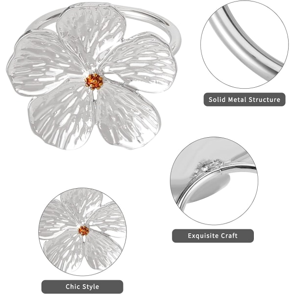 Servietringe, Sæt med 6 Servietringe i Zink Legering, Eksklusive Runde Servietringe