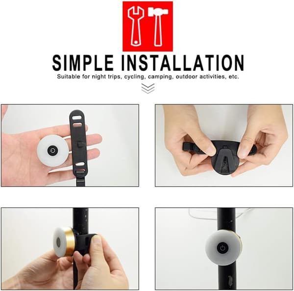 Sykkel Baklys, USB Oppladbart LED Vanntett Varsellys 5 Moduser Baklys Blue