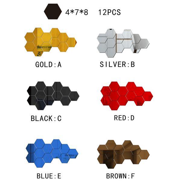 Hexagonal spegel - Brun, flexibel lins, icke-vi