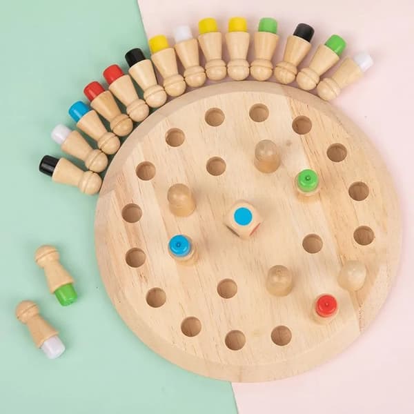 Memory Match Stick Chess, Trespill av tre, Memory Chess av tre, Memory Chess Wood, Memory Chess Læringsspill, Memory Chess