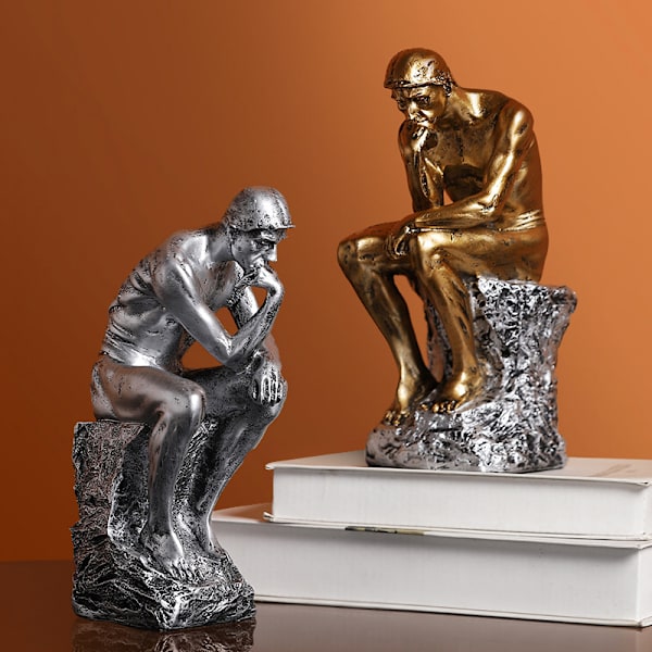Resin Thinker Staty Ornament Heminredning Tillbehör Simulat