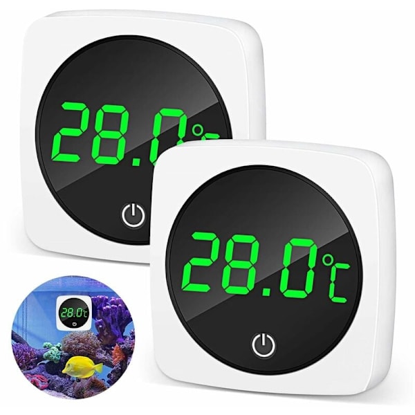 2 stk. elektroniske akvarie-termometre Mini LED digital termo