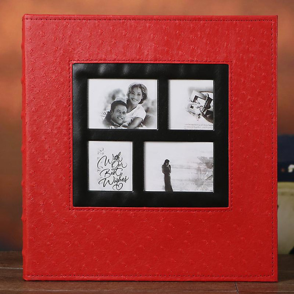 Fotoalbum 660 fickor Foton Tyg Extra stor kapacitet Familjebröllopsbildalbum och vertikala foton（Crimson）