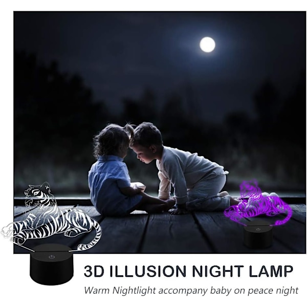 3D Lampe Tiger Natlampe Dekoration 16 Farver Skiftende Led Lys til