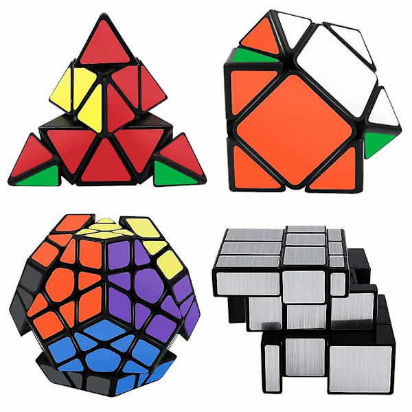 Speed Cube Set, Pyramid Mirror Skew Megaminx Cube Collection, Leksakspussel för barn och vuxna Set med 4