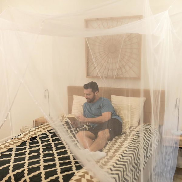 Premium baldakin til kingsize seng, to åbninger, ophængningssæt, taske