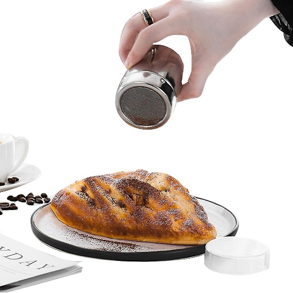 2 stk. rustfrit stål chokolade shaker duster drysse si, flormelis kakao mel kaffe mesh sigte
