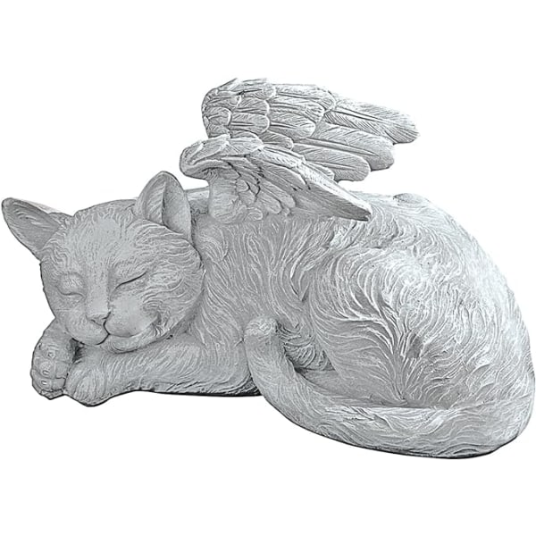 Memorial Cat Pet Angel Hedersstaty Gravsten, 12cm, polyresin