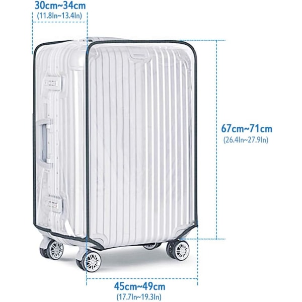 Suojakuori matkalaukulle, 2 kpl läpinäkyvää PVC-matkalaukun suojusta, 28 tuumaa