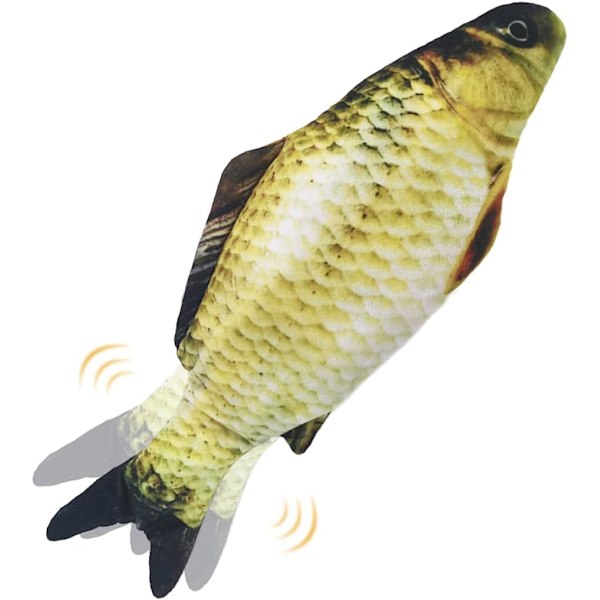 Mjuk Fisk Katt Leksak 11 tum Interaktiv Kattmynta Katt Leksak Realistisk Plysch Simulering Mobil Fisk Katt Leksak, Tvättad, Gul Karpfisk