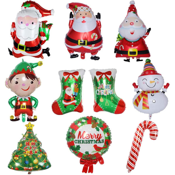 Juleballon 9PCS Oppustelige Folieballoner Julemanden Jul