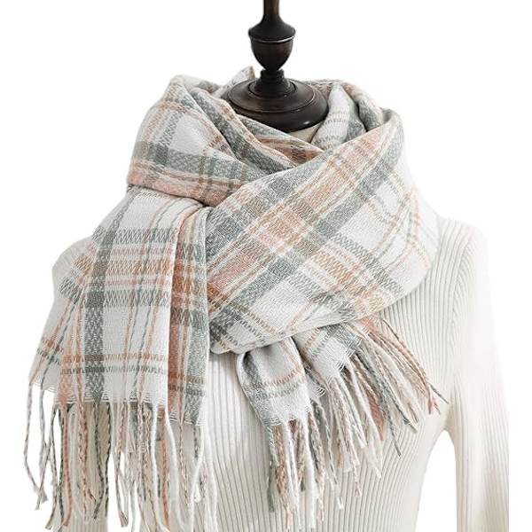 Grønn vinter tartan skjerf - Vinter skjerf dame stilig varm blank