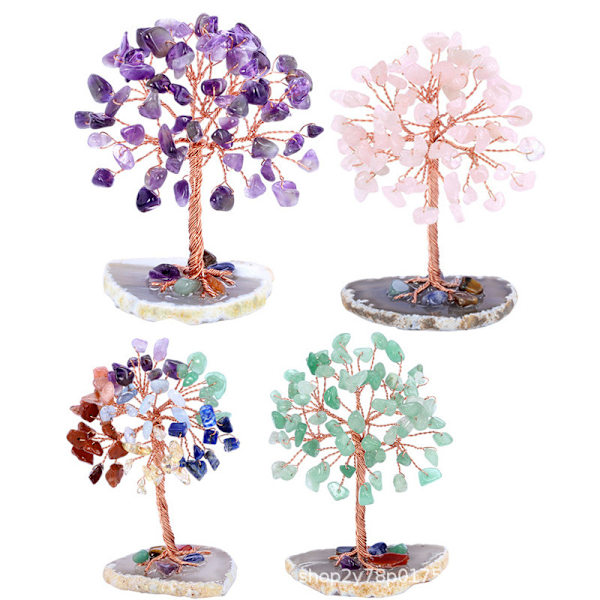 Mini Krystall Healing Krystalltre Tumbled Stone Tree of Life Feng