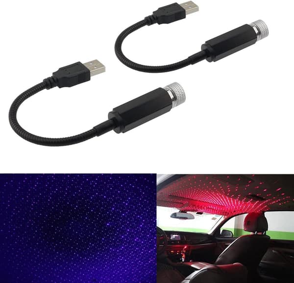 2 stk USB Stjernelys Projektor, Automatisk Atmosfærisk Lys LED Rom