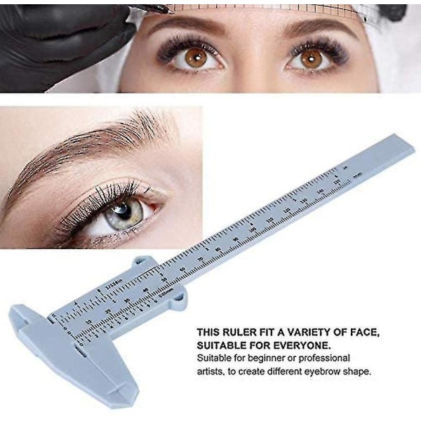 Återanvändbar Vernier skjutmått för att mäta ögonbryn, 150 mm DIY ögonbrynslinjalmall