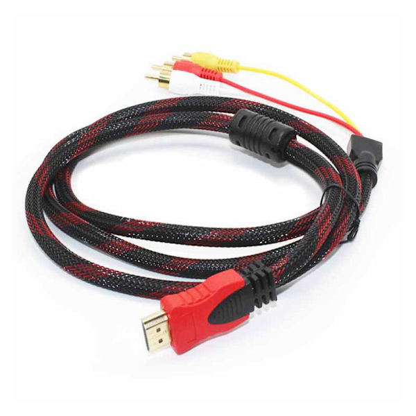 HDMI TIL 3RCA rød hvid gul differentiel kabel med net HDMI TIL AV tv set top box forbindelseskabel forgyldt
