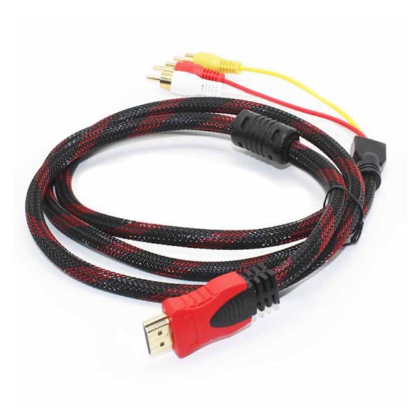 HDMI TILL 3RCA röd vit gul differentiell kabel med nät HDMI TILL AV tv-box anslutningskabel guldpläterad