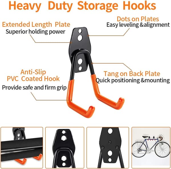 3-H Garage seinäkoukku, 8PC teräs Garage varastointi Utility Double Hoo