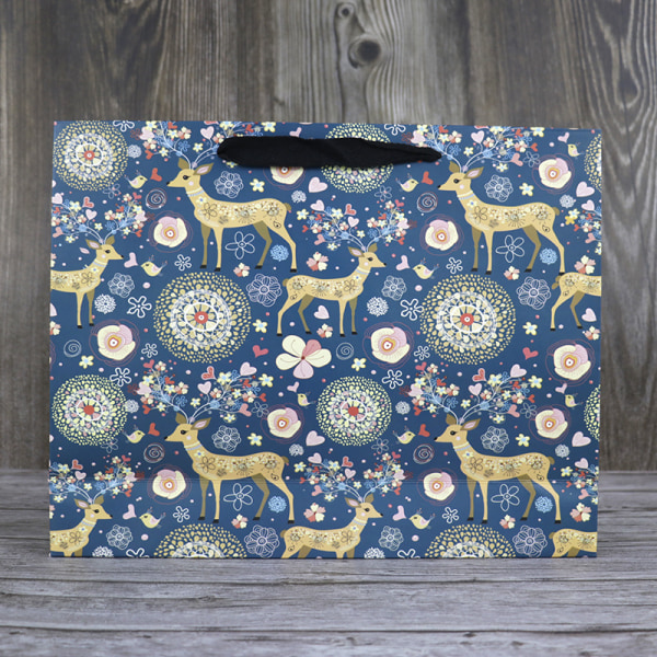 Julhjort tote bag presentpåse, extra stor horisontell version 43*12.5*32cm