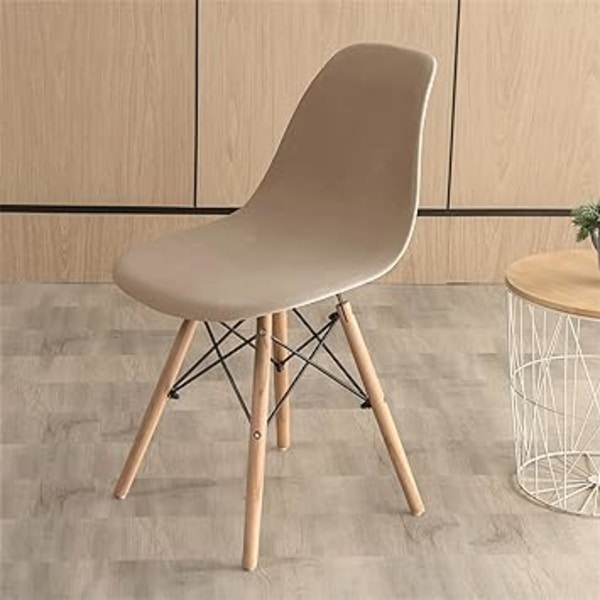 (Beige, 1 st) Skandinaviska stolsöverdrag stretch sammet lyx