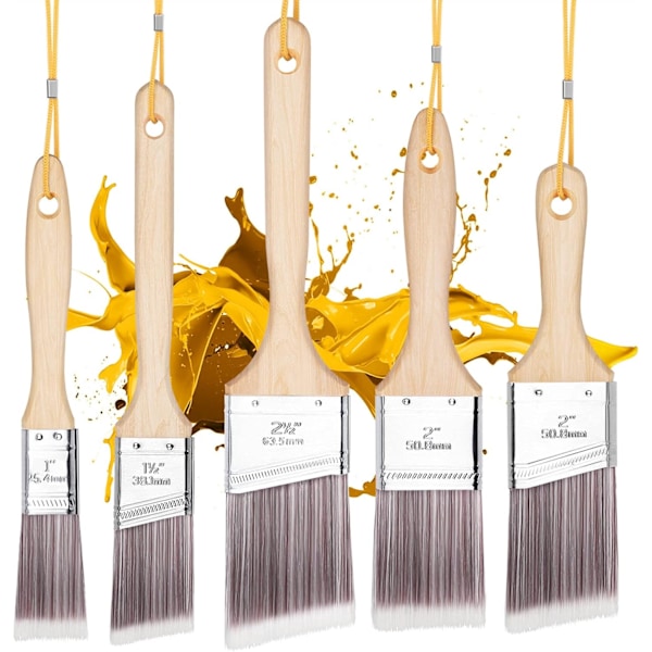 Målarpenselset - 5-delars set, trähandtag, högkvalitativ väggpenselset, husmålarpensel, dekorativ målarpensel, heminredning