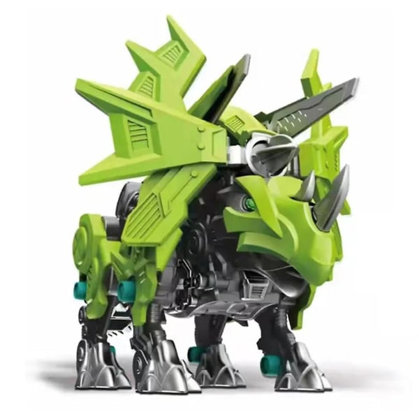 Simuleret mekanisk børns kreativ dinosaur actionfigur Elektrisk puslespil samlingsmodel Legetøj（Grønne Triceratops）