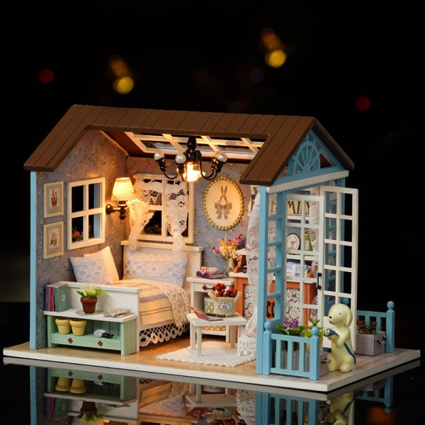 1 Set DIY Hut House Model Hand-assembled Creative Gift Doll Hut for Children