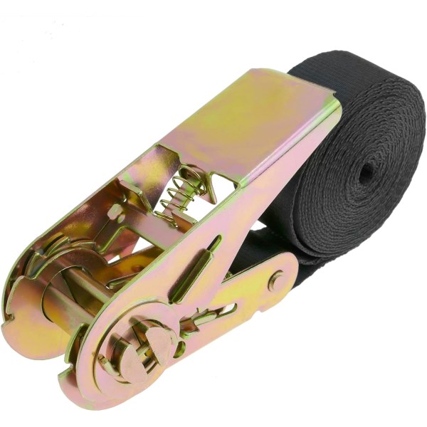 Sæt med 4 spændestropper med ratchet 2,5 m x 25 mm 800 kg, farve sort