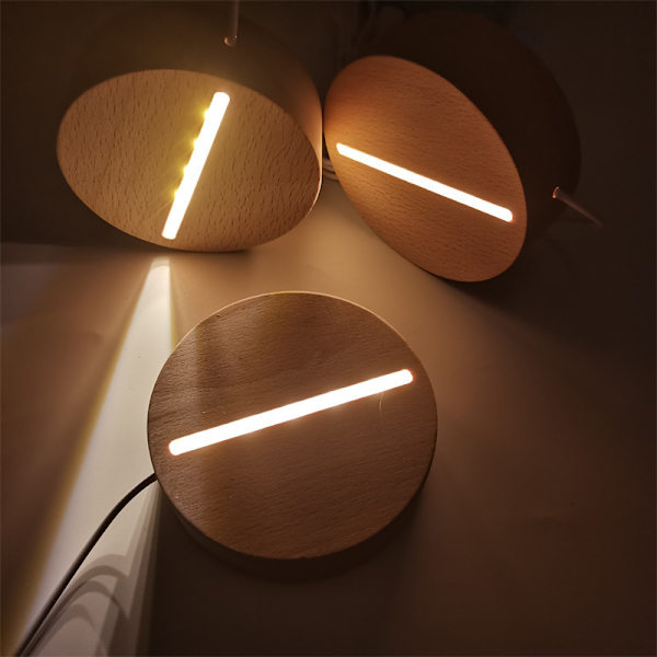 3 st 3D bokträ nattljus bas, ljus bas, oval RGB nattl