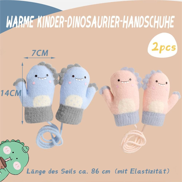 2 Par Barn Knittade Vantar, Sträng Barnvantar, Stri