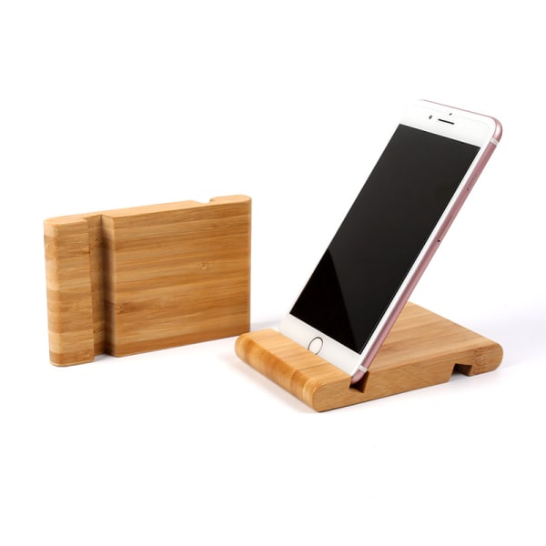 Bambusholder til mobiltelefon/tablet Sæt med 2 stk