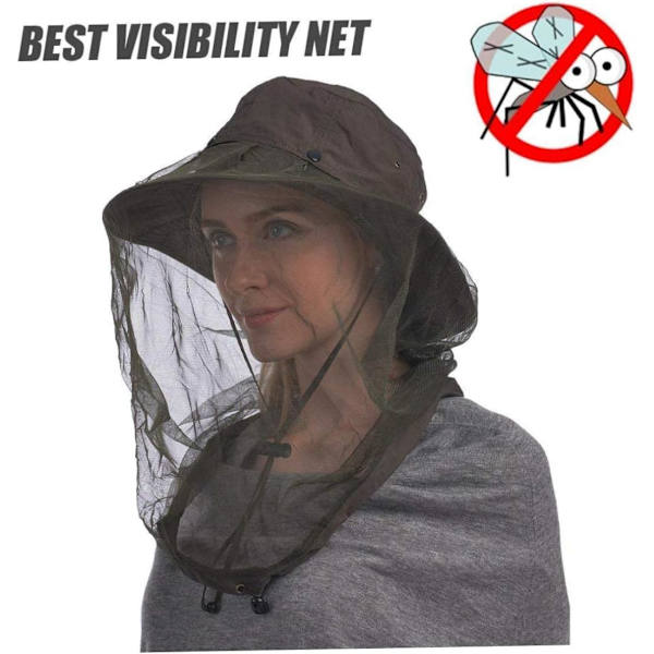Utomhus solhatt, myggnät huvud solhatt, hinkhatt med dold mesh-skydd för att förhindra biinsekter