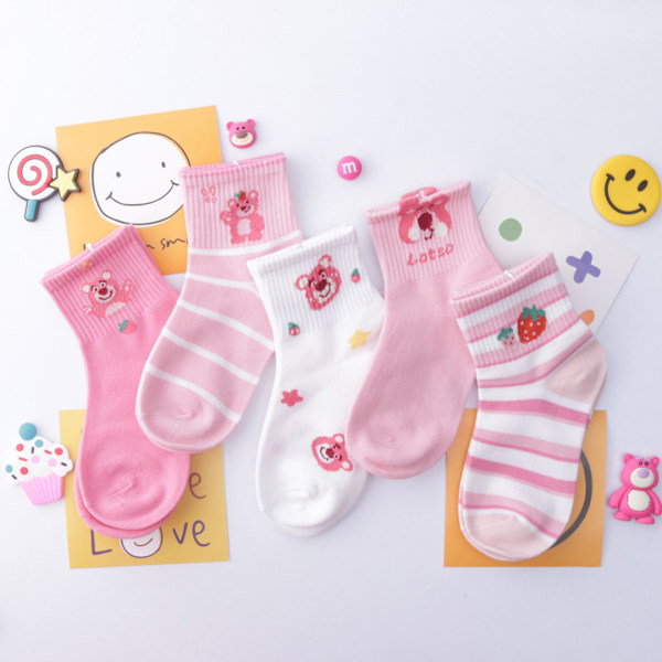 10 par barnsockar, Strawberry Bear, strumpor till mitten av vaden