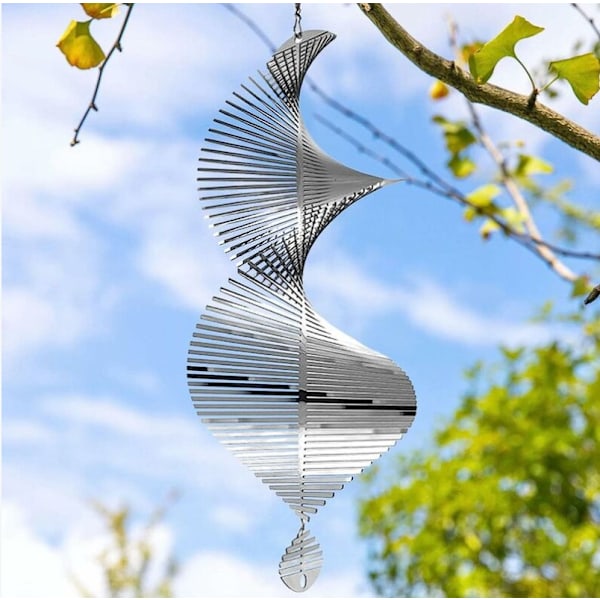 Riippuva tuulimylly Ruostumaton teräs Tuulipyörö - Heijastava linnunpelätin 39x13cm 3D Tuulipyörö