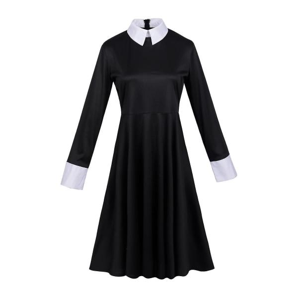 Addams Family Tyttöjen Naisten Keskiviikko Addams Cosplay-asu Mekko（3XL）