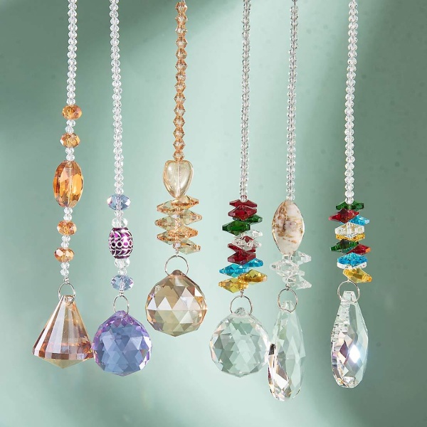6 st eleganta ljuskrona solfångare glittrande chakra kristallkulor för hem, kontor, trädgårdsdekoration