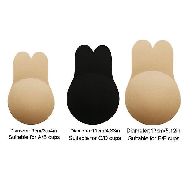 3 par usynlig bh med stropper og selvklebende kanin-nippeldeksler i XL, svart