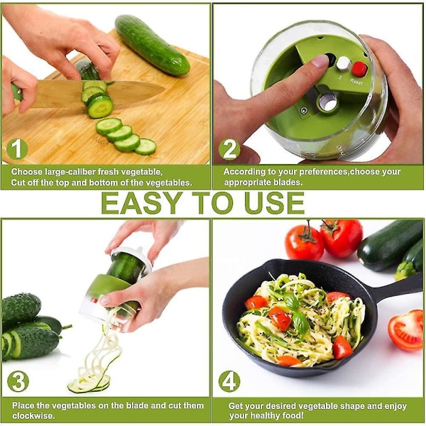 Handhållen Spiralizer Grönsaksfruktskärare 4 i 1 justerbar spiralrivskärare Salladsverktyg