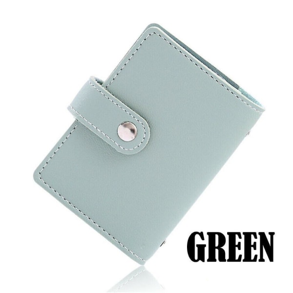 Stöldskydds-ID Kreditkortshållare Mode för kvinnor 26-kort Smal Pu-läderfickaväska Case Plånbok Grön