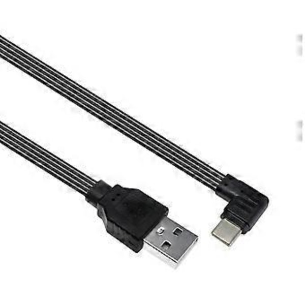 USB 2.0 Hann til USB C Datakabel Rett Hode/90 Graders Vinklet Flat Kabel For Nettbrett Telefoner 480Mbps Dataoverføring 1m Bend left