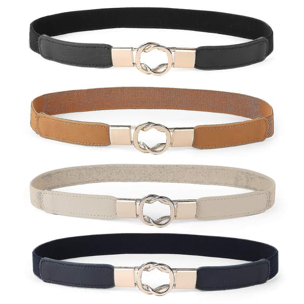 4 stk. tynne belter for kvinner til kjoler Retro Stretch Dame Midjebelte